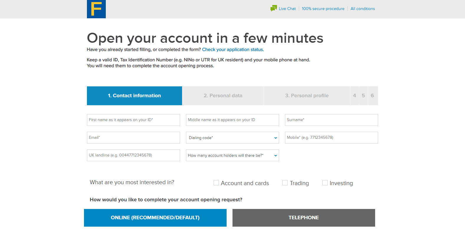 Opening an Account Fineco Bank Opening an Account